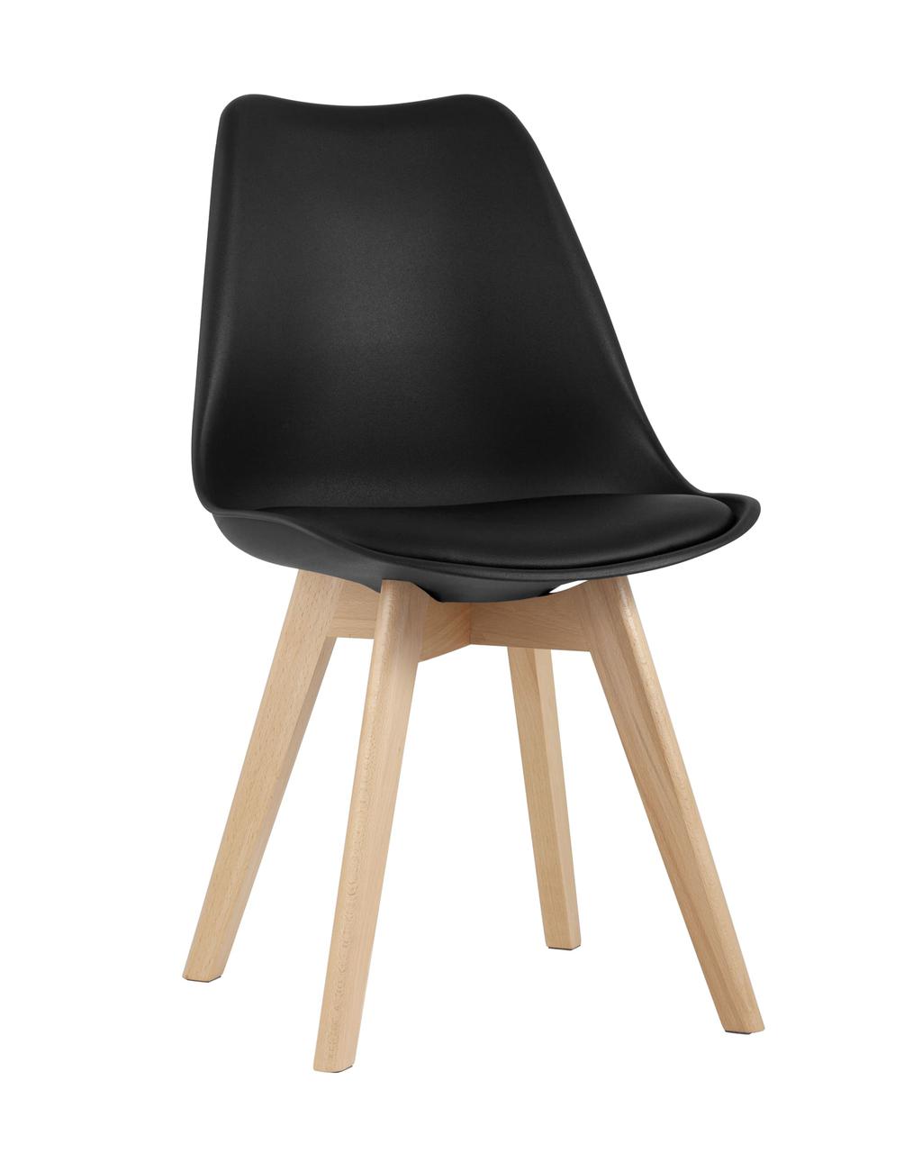 Стул Stool Group FRANKFURT черный, сиденье экокожа, белый пластик, массив бука