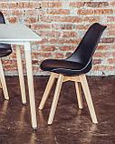 Стул Stool Group FRANKFURT черный, сиденье экокожа, белый пластик, массив бука, фото 8