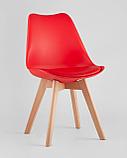 Стул Stool Group Frankfurt красный, сиденье из сочетания пластика и экокожи, ножки деревянные, фото 2