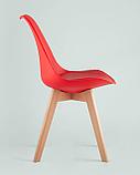 Стул Stool Group Frankfurt красный, сиденье из сочетания пластика и экокожи, ножки деревянные, фото 6