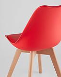 Стул Stool Group Frankfurt красный, сиденье из сочетания пластика и экокожи, ножки деревянные, фото 9