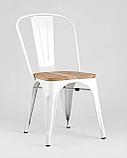 Стул Stool Group TOLIX WOOD белый глянцевый, каркас металлический, сиденье деревянное, фото 2