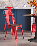Стул Stool Group Tolix WOOD красный глянцевый, основание и спинка оцинкованная сталь, сиденье дерево, фото 4