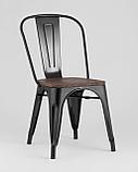 Стул Stool Group Tolix WOOD черный глянцевый, основание и спинка оцинкованный металл, сиденье тёмное дерево, фото 2