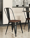Стул Stool Group Tolix WOOD черный глянцевый, основание и спинка оцинкованный металл, сиденье тёмное дерево, фото 3