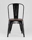 Стул Stool Group Tolix WOOD черный глянцевый, основание и спинка оцинкованный металл, сиденье тёмное дерево, фото 5
