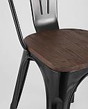 Стул Stool Group Tolix WOOD черный глянцевый, основание и спинка оцинкованный металл, сиденье тёмное дерево, фото 9