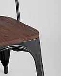 Стул Stool Group Tolix WOOD черный глянцевый, основание и спинка оцинкованный металл, сиденье тёмное дерево, фото 10