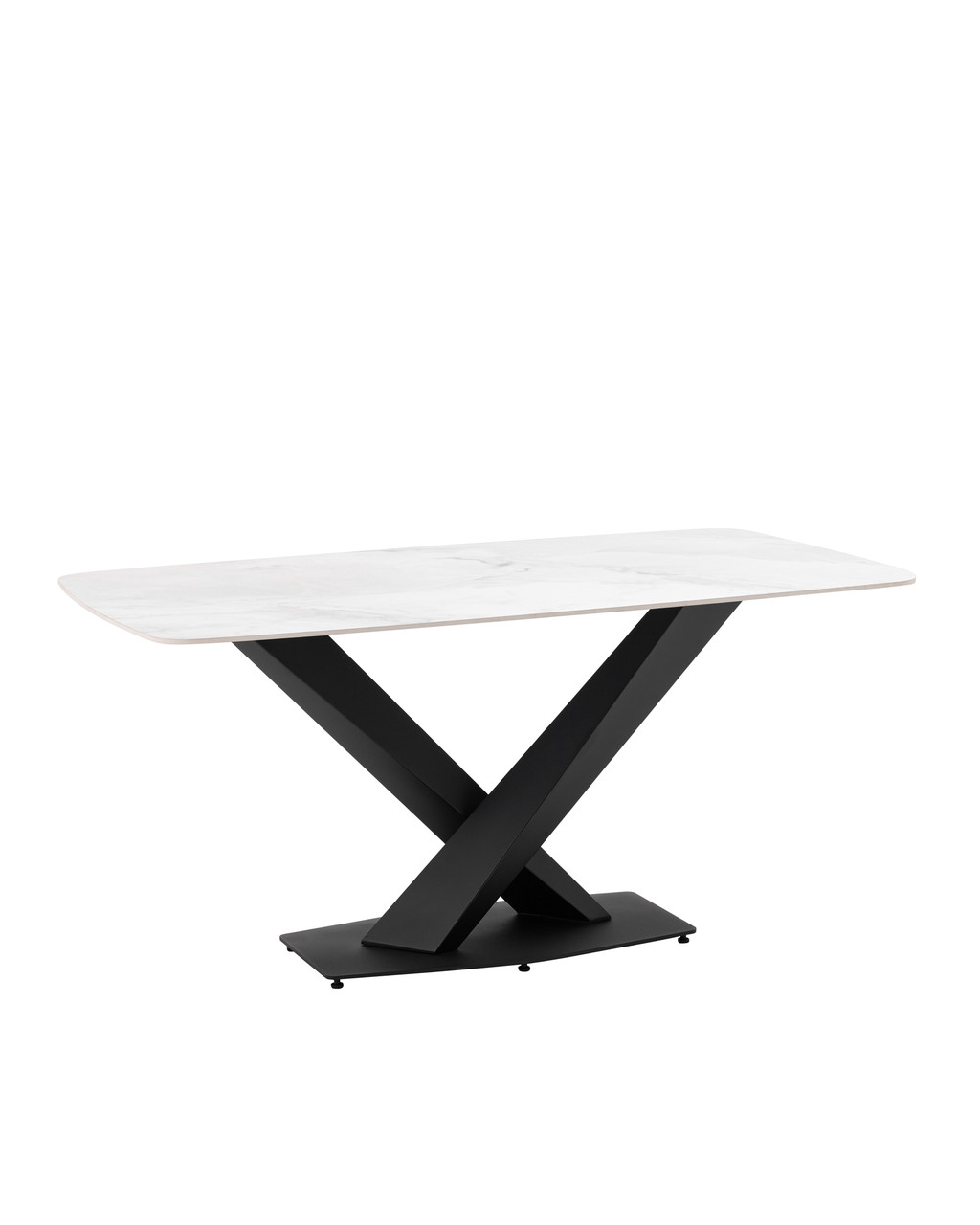 Стол Stool Group Belle 160х90 столешница белый мрамор керамика ножки черные мдф