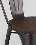 Стул Stool Group Tolix WOOD черный патина золото, основание и спинка оцинкованный металл, сиденье тёмное, фото 9