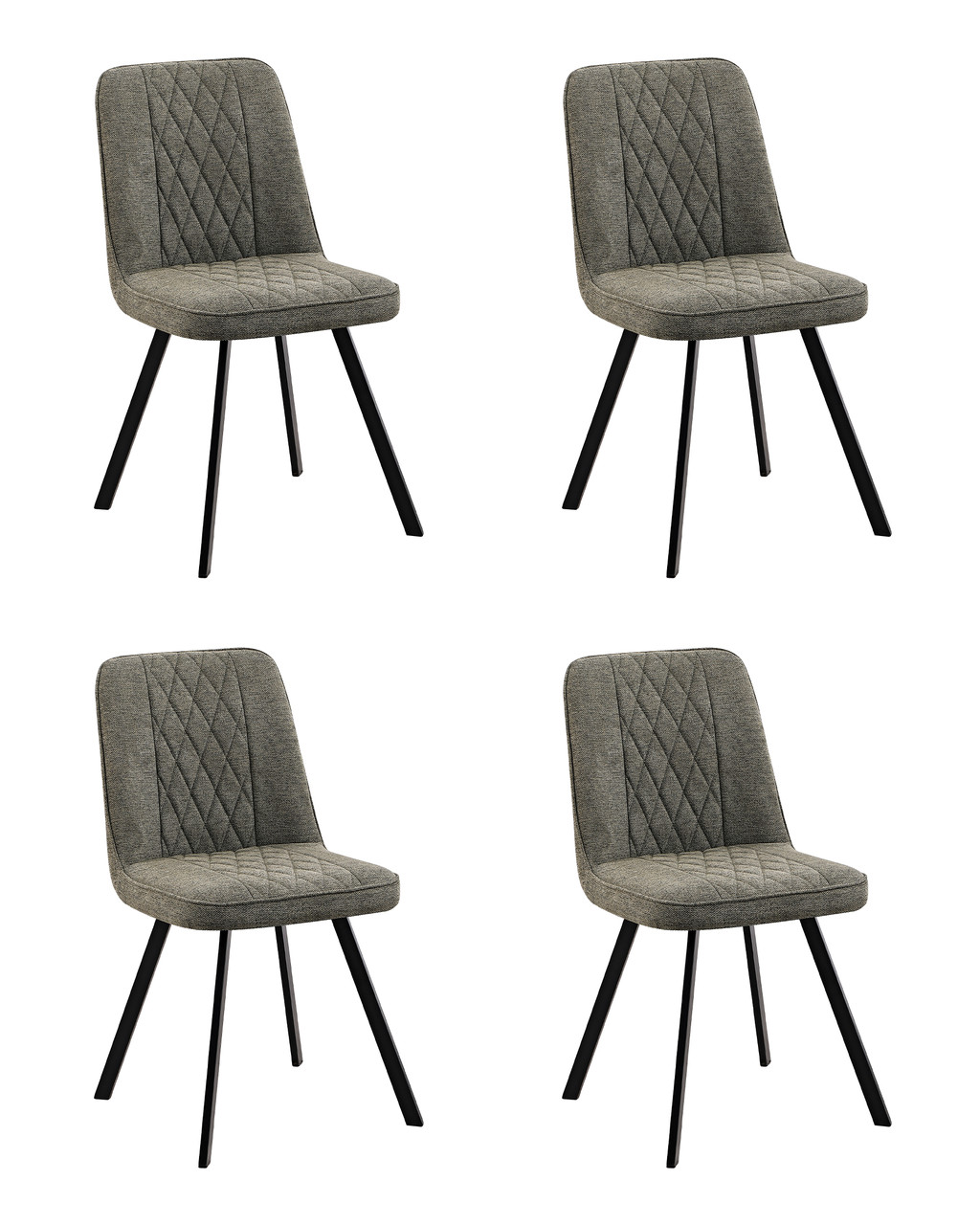Комплект из четырех стульев Stool Group Grein мягкий зеленый обивка рогожка