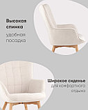 Кресло Stool Group Манго белое, обивка ткань, с деревянными ножками, фото 3