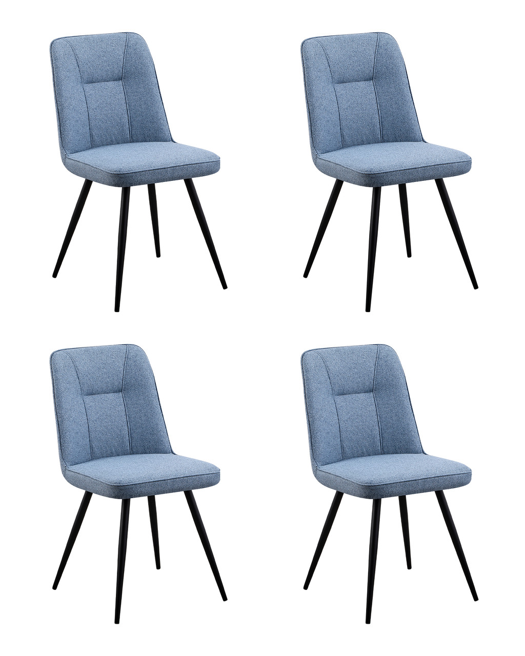 Комплект из четырех стульев Stool Group Hedd мягкий синий обивка рогожка