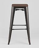 Стул барный Stool Group Tolix WOOD черный патина золото, металлический каркас, деревянное сиденье, фото 3