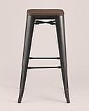 Стул барный Stool Group Tolix WOOD черный патина золото, металлический каркас, деревянное сиденье, фото 4