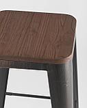 Стул барный Stool Group Tolix WOOD черный патина золото, металлический каркас, деревянное сиденье, фото 5