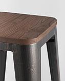 Стул барный Stool Group Tolix WOOD черный патина золото, металлический каркас, деревянное сиденье, фото 6