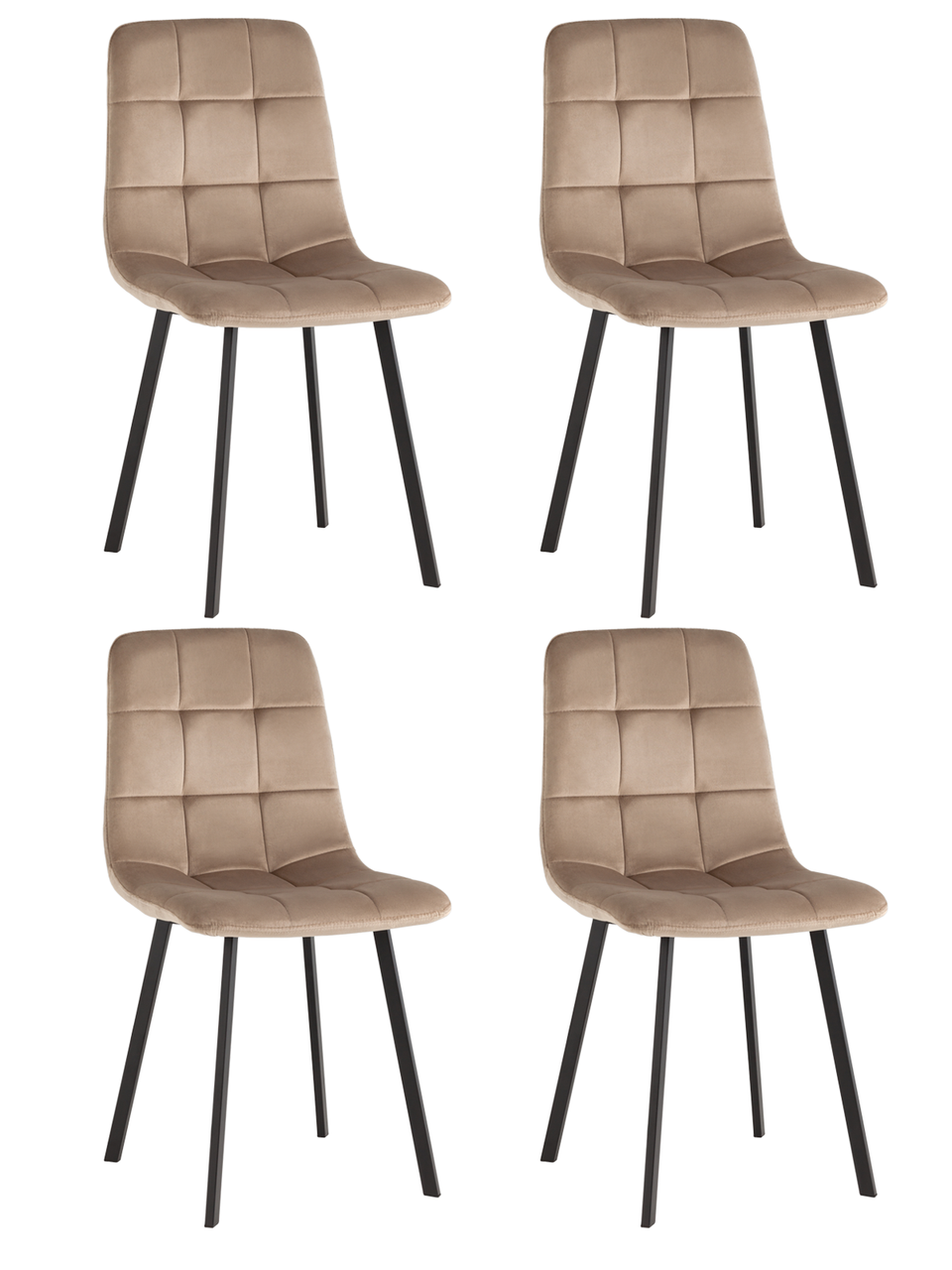 Комплект из четырех стульев Stool Group Chilly велюр мокка ножки металл черные