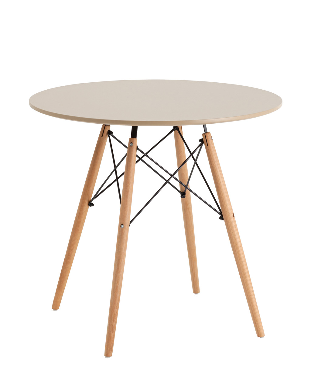 Стол Stool Group EAMES DSW D80, бежевый, столешница МДФ, ножки метал, массив бука