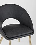 Стул Stool Group мягкий обеденный Кензи обивка экокожа цвет серый, золотые ножки, фото 8