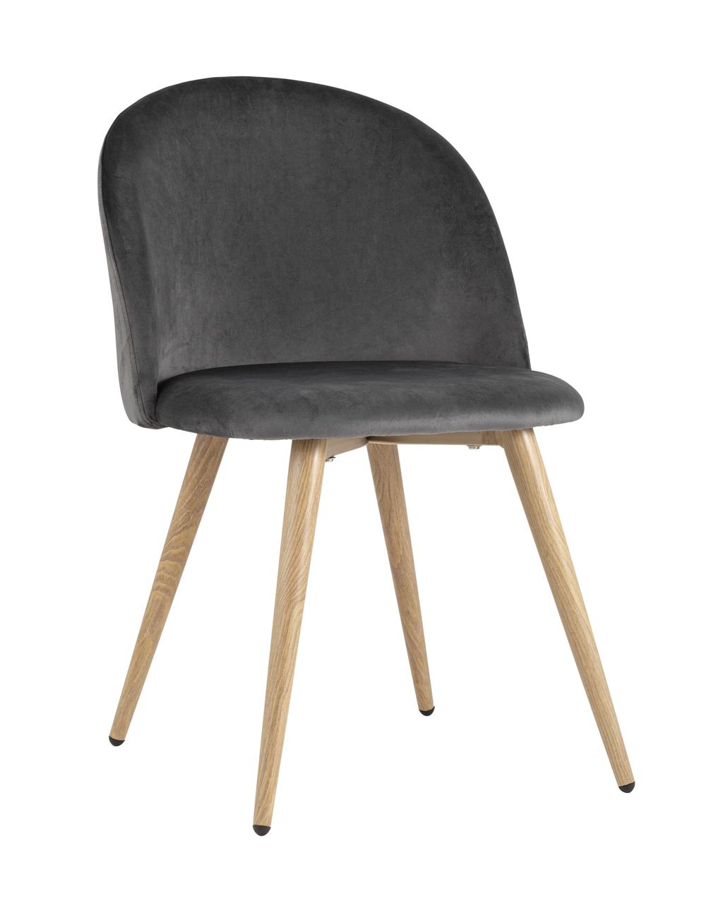 Стул Stool Group Лион серый, сиденье и спинка из серого велюра, каркас из оцинкованного металла с принтом под