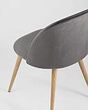 Стул Stool Group Лион серый, сиденье и спинка из серого велюра, каркас из оцинкованного металла с принтом под, фото 9