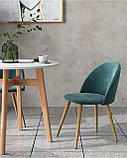 Стул Stool Group Лион цвет сине-зеленый, обивка из мягкого велюра, металлический каркас с принтом под дерево, фото 3