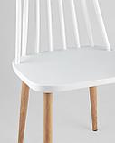 Стул Stool Group пластиковый Морган белый, ножки металлические с принтом под дерево, фото 10