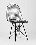 Стул Stool Group обеденный Eiffel из металла цвет черный с подушкой из черной экокожи, фото 2