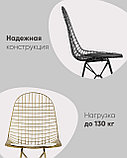 Стул Stool Group обеденный Eiffel из металла цвет черный с подушкой из черной экокожи, фото 6