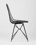 Стул Stool Group обеденный Eiffel из металла цвет черный с подушкой из черной экокожи, фото 7