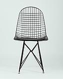 Стул Stool Group обеденный Eiffel из металла цвет черный с подушкой из черной экокожи, фото 8