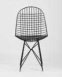 Стул Stool Group обеденный Eiffel из металла цвет черный с подушкой из черной экокожи, фото 9
