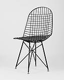 Стул Stool Group обеденный Eiffel из металла цвет черный с подушкой из черной экокожи, фото 10