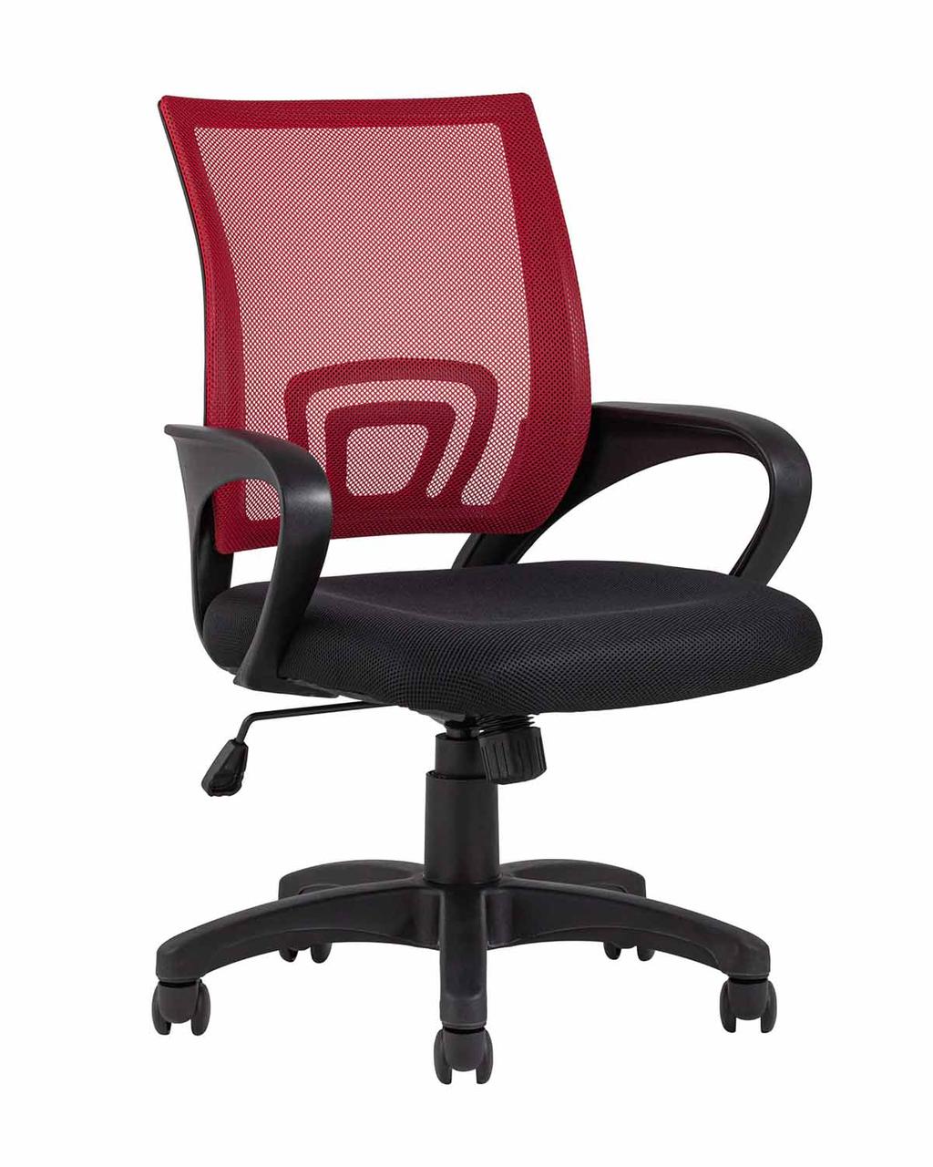 Компьютерное кресло TopChairs TopChairs Simple офисное красное в обивке из текстиля с сеткой, механизм качания