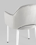 Стул Stool Group Венера велюр цвет серый ножки белые металл, фото 9