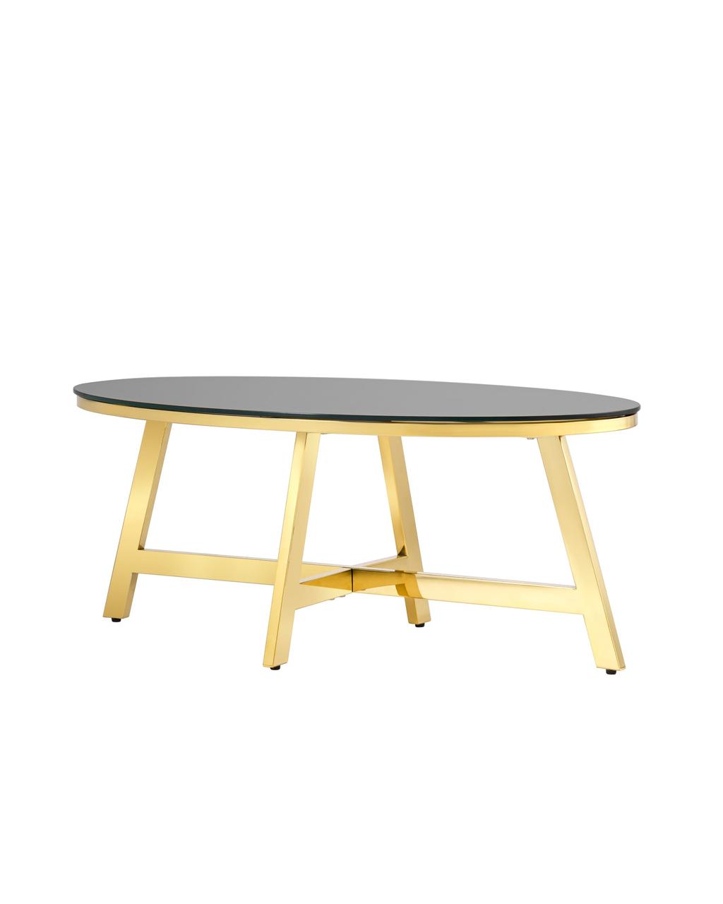 Журнальный стол Stool Group 100*50 АЛЬБА золото стекло черное закаленное каркас нержавеющая сталь