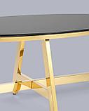Журнальный стол Stool Group 100*50 АЛЬБА золото стекло черное закаленное каркас нержавеющая сталь, фото 4
