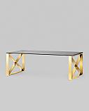 Журнальный стол Stool Group 120*60 КРОСС золото стекло smoke закаленное каркас нержавеющая сталь, фото 2