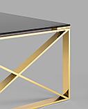 Журнальный стол Stool Group 120*60 КРОСС золото стекло smoke закаленное каркас нержавеющая сталь, фото 5