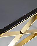 Журнальный стол Stool Group 120*60 КРОСС золото стекло smoke закаленное каркас нержавеющая сталь, фото 6