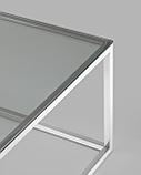 Журнальный стол Stool Group 120*60 ТАУН серебро каркас нержавеющая сталь столешница закаленное стекло, фото 5