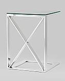 Журнальный стол Stool Group 40*40 КРОСС серебро каркас нержавеющая сталь столешница закаленное стекло, фото 3