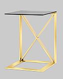 Журнальный стол Stool Group 40*40 КРОСС золото стекло smoke закаленное каркас нержавеющая сталь, фото 2