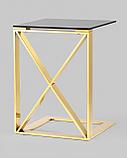Журнальный стол Stool Group 40*40 КРОСС золото стекло smoke закаленное каркас нержавеющая сталь, фото 3