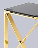 Журнальный стол Stool Group 40*40 КРОСС золото стекло smoke закаленное каркас нержавеющая сталь, фото 4