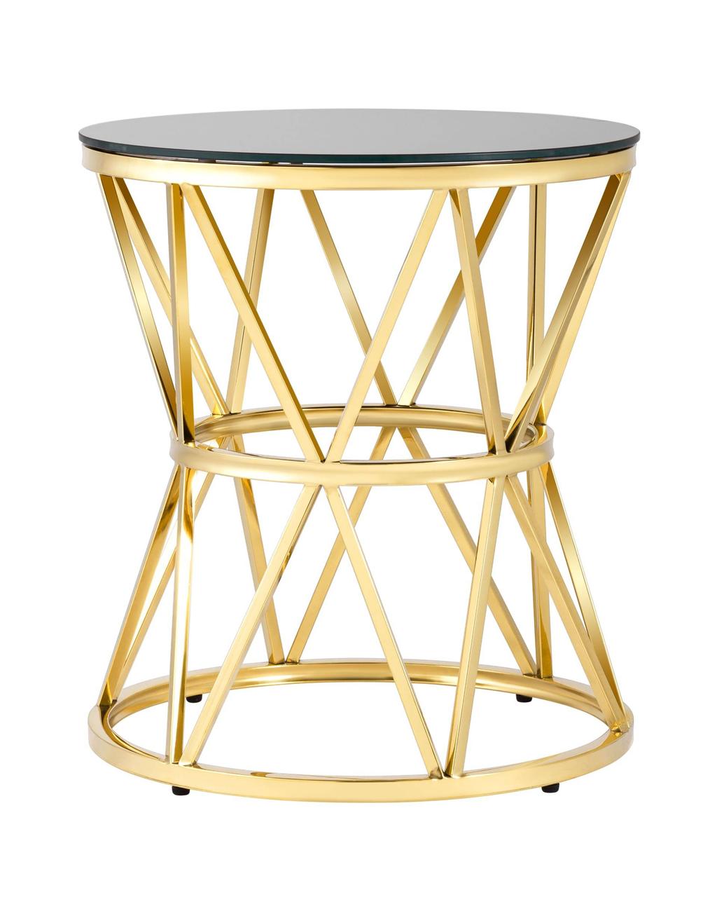 Журнальный стол Stool Group 50*50 ВИВА золото стекло черное закаленное каркас нержавеющая сталь
