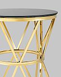 Журнальный стол Stool Group 50*50 ВИВА золото стекло черное закаленное каркас нержавеющая сталь, фото 7