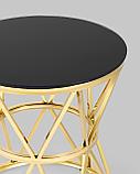 Журнальный стол Stool Group 50*50 ВИВА золото стекло черное закаленное каркас нержавеющая сталь, фото 8