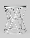 Журнальный стол Stool Group 50*50 ВИВА серебро стекло черное закаленное каркас нержавеющая сталь, фото 2